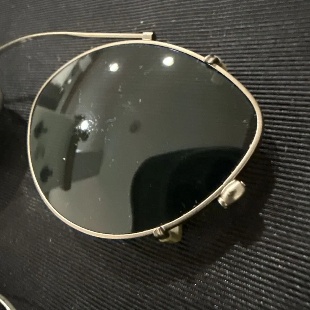 Lot of 2 Vintage Clip On Wire Sun Glasses Green Tint